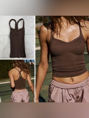 Free People HappinessRuns Lurex Sweetheart Crop Tank